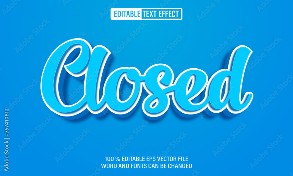 Poster Editable 3d text style effect - Closed text effect Template
