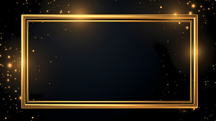 Obraz premium Radiant gold glitter frame on black background
