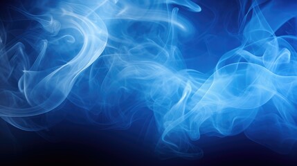 Fototapeta premium Conceptual image of blue smoke isolated on dark black background and wooden table.