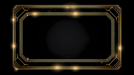 Radiant gold glitter frame on black background