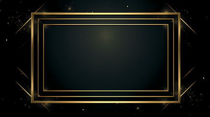 Radiant gold glitter frame on black background