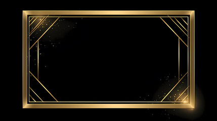 Radiant gold glitter frame on black background
