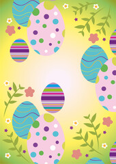 Some vectorial and digital illustrations about Easter time with soft and colorful background.