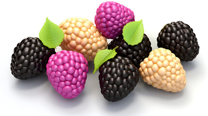 Pastel Palette Blackberries - white backdrop, artistic take on the traditional fruit image