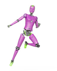 female cyborg in action pose