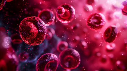 red blood cells through a vein in a 3D medical illustration
