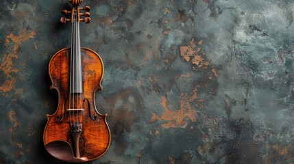 Old Violin on Gray Background