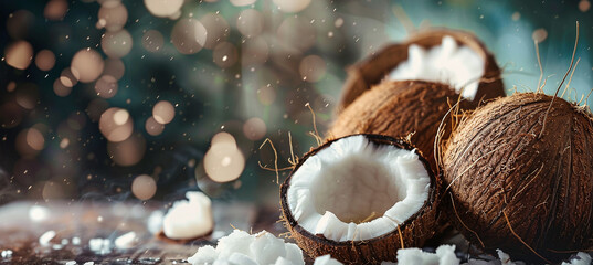 Coconut oil and coconuts - obrazy, fototapety, plakaty
