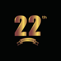 22st anniversary, Vector gold edition on black background