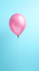 Pink balloon on blue pastel background