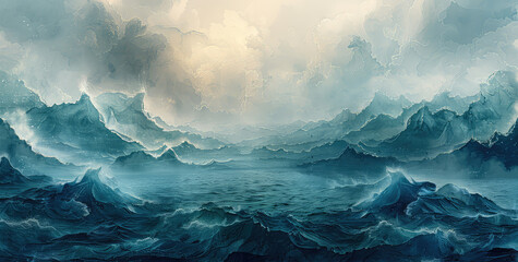 Sea waves background for graphics use. Created with Ai - obrazy, fototapety, plakaty