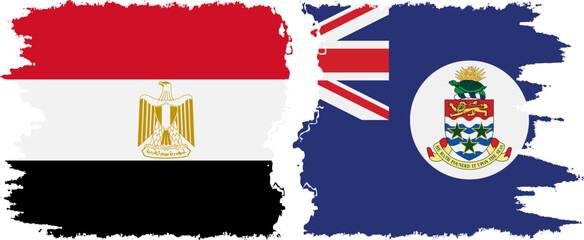 Obraz premium Cayman Islands and Egypt grunge flags connection vector