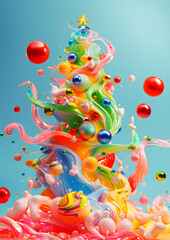 Obraz na płótnie Canvas Festive Colorful Liquid Swirl for Holiday Greeting