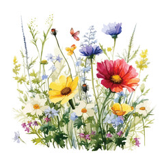 Wildflower Meadow Clipart Clipart isolated on white background 