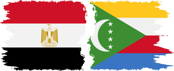 Comoros and Egypt grunge flags connection vector