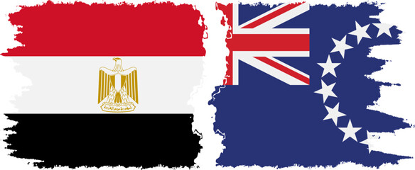 Naklejka premium Cook Islands and Egypt grunge flags connection vector