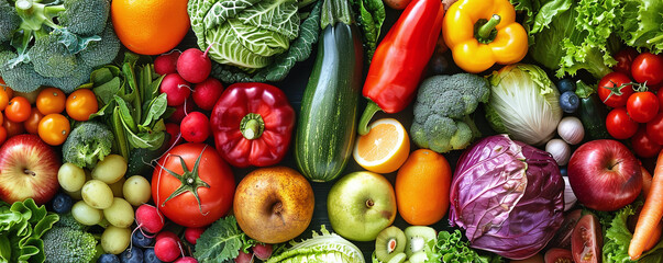 Fototapeta na wymiar many types of vegetables and fruits