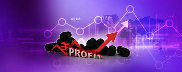 

3d illustration Oil price, Oil Industry concept with Barrel and indian ruppe 