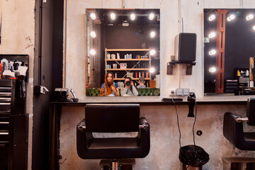 Modern hair salon interior with stylish design