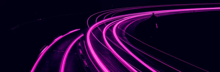 Tuinposter violet car lights at night. long exposure © Krzysztof Bubel