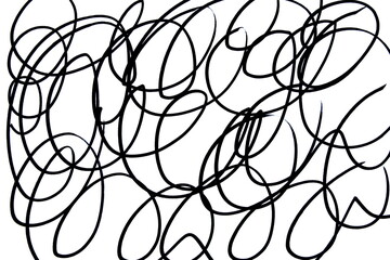 Black doodles drawn with a marker on a white isolated background.