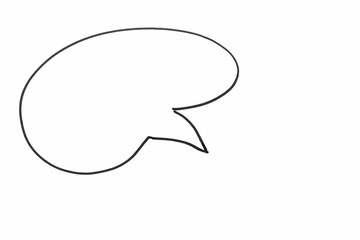 On a white background, an empty bubble drawn with a black marker for writing a thought.