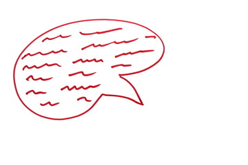 On a white background, a bubble with written thoughts is drawn with a red marker. (Allegory)