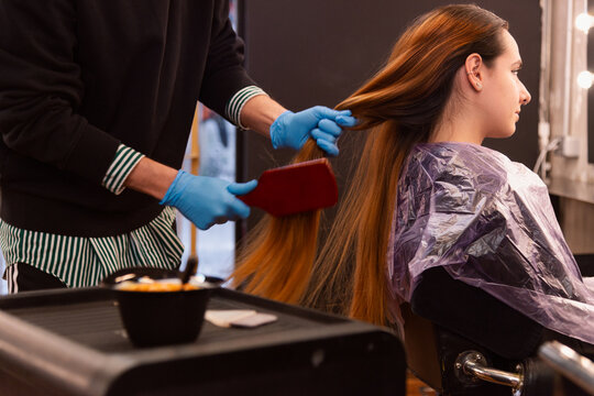 Professional hair coloring at a modern salon
