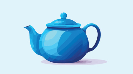 A blue teapot isolated on a white background.
