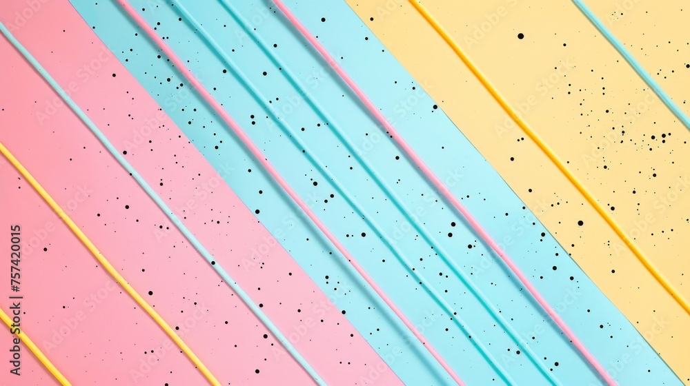 Poster abstract colorful background with diagonal lines and dots in pink and blue