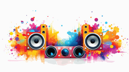 Abstract vector shiny background with speakers  - obrazy, fototapety, plakaty