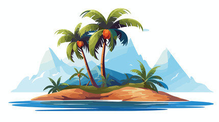 Fototapeta na wymiar An island with a palm tree. flat vector 