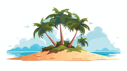 An island with a palm tree. flat vector 