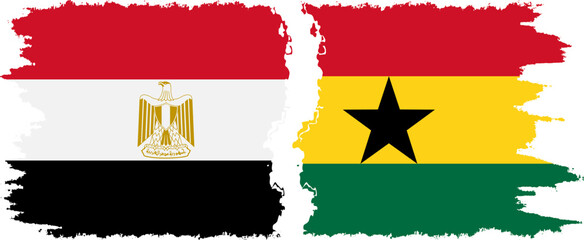 Ghana and Egypt grunge flags connection vector