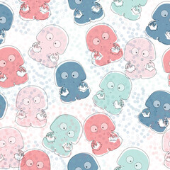  Hipster abstract doodles with funny creatures.