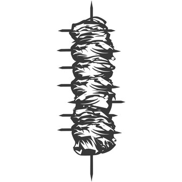 black and white kebab on skewer clip art preview