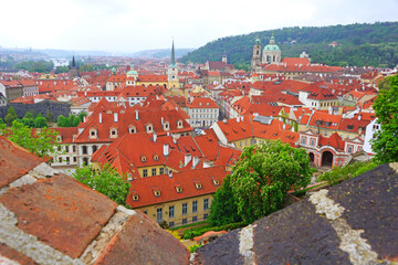 Fototapeta na wymiar Panoramic view on St Nicholas Church in Prague Old Town Czech Republic