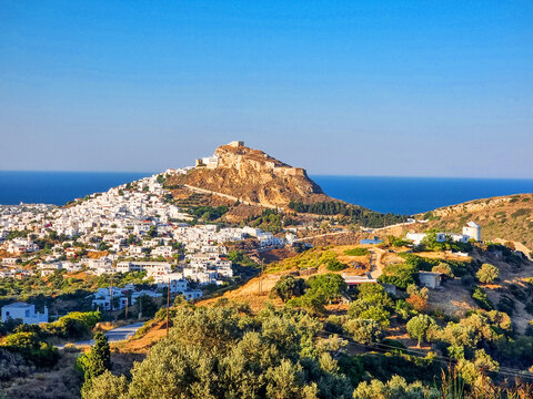 skiros or skyros greek iisland chora city from the west side in summer greece