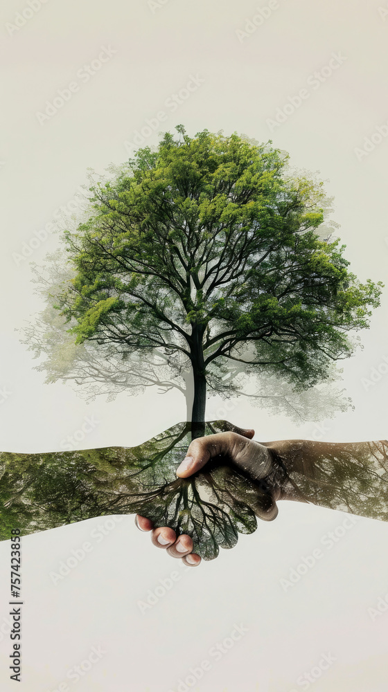 Poster a tree is shown with two hands holding it, symbolizing the importance of nature and the need to prot