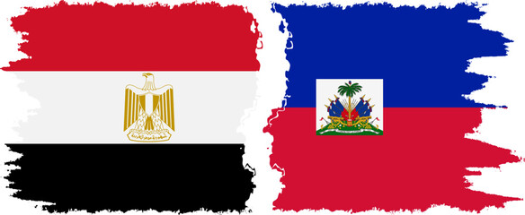 Obraz premium Haiti and Egypt grunge flags connection vector