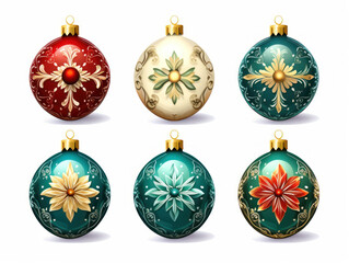 ornament collection set isolated on transparent background, transparency image, removed background