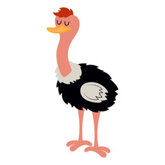ostrich in flat style