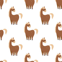 seamless pattern with farm horse - 757424025