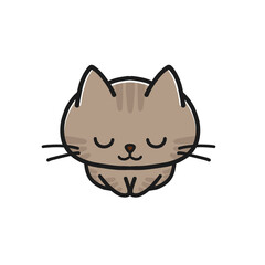 座ってお辞儀をするキジトラ猫