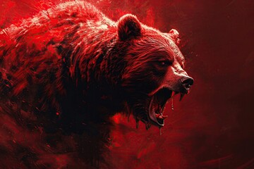 A red bear symbol of market fears