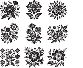 Flower silhouette vector illustration bundle