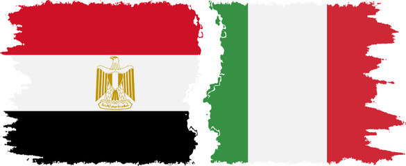 Italy and Egypt grunge flags connection vector