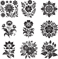 Flower silhouette vector illustration bundle