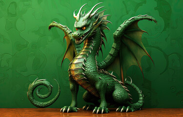 Green dragon, traditional mysterious monster of asian mythology.