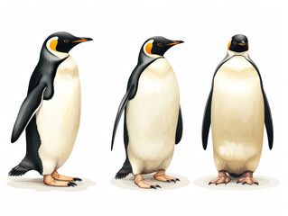 penguin collection set isolated on transparent background, transparency image, removed background